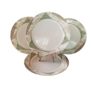 Set of 4 Corelle Vitrelle Dinner Plates | Green Botanical | Made in USA